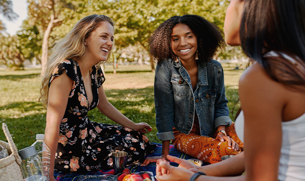 Diverse group of young adults enjoying the outdoors