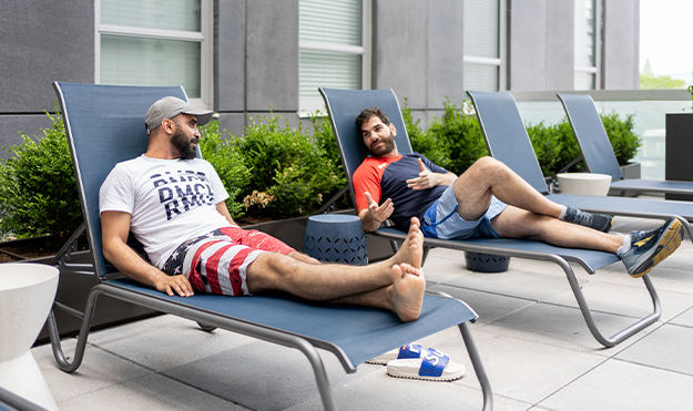 Sundeck with residents enjoying lounge seating