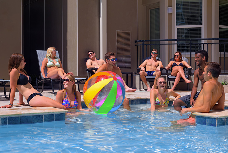 residents at pool