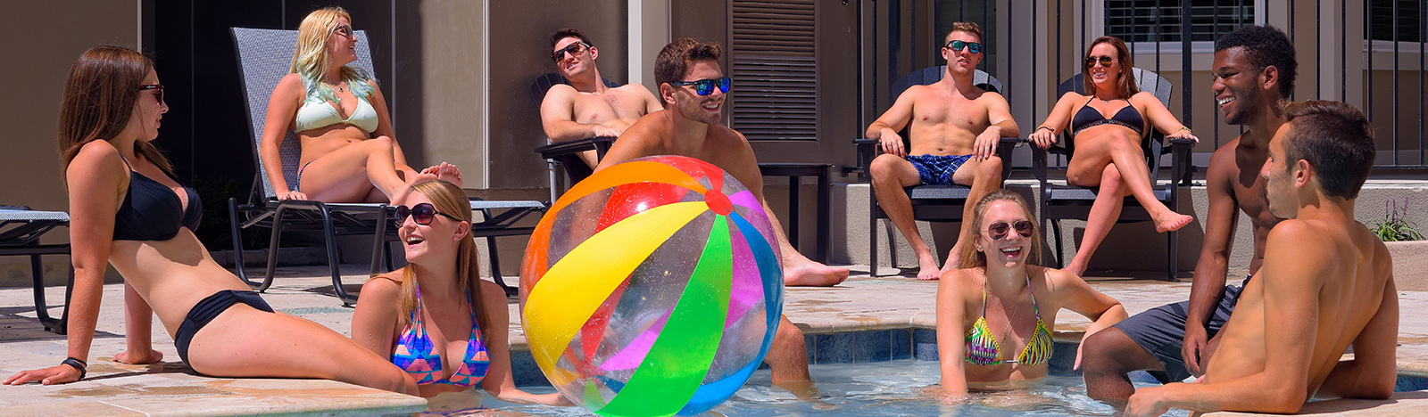 residents relaxing by the pool