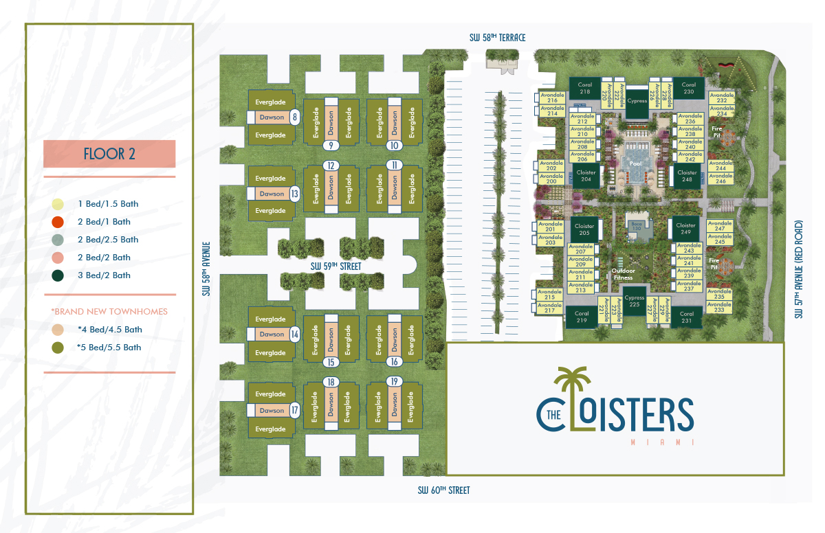 The Cloisters Miami Site Map Floor 2