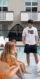 A group of people enjoying in a pool