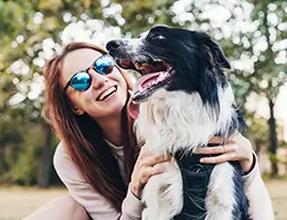 young woman and a dog